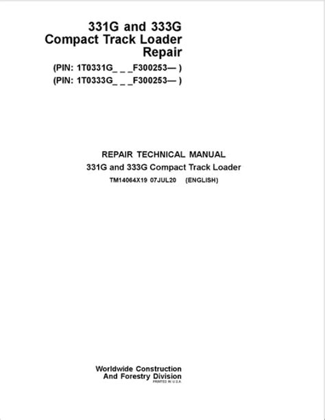 john deere skid steer repair manual|john deere 333g owners manual.